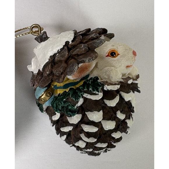 12 Animal Pinecone Christmas Ornaments Birds Bunnies Mice Raccoon Woodland - Picture 8 of 13